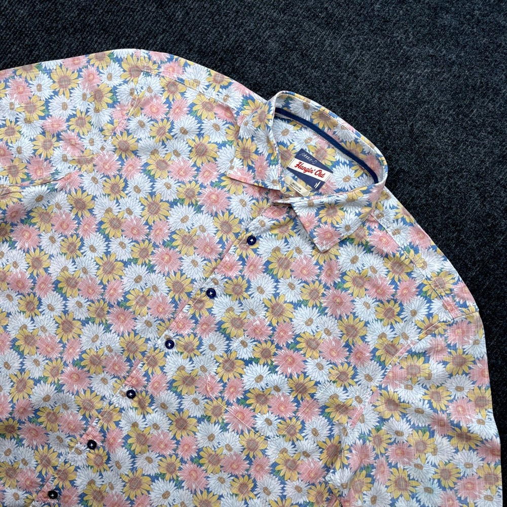 Johnnie-O Hangin' Out Shirt Mens Medium Floral Daisy Short Sleeve Button Down M